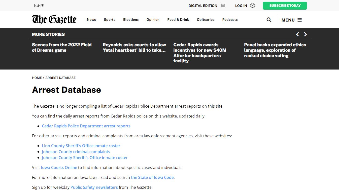 Arrests Database | The Gazette - Cedar Rapids, Iowa City